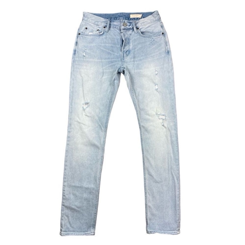 All saints Rex light wash skinny jeans with slight distressing